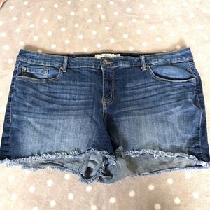 Torrid Blue Jean Shorts with Frayed Hem - Size 24